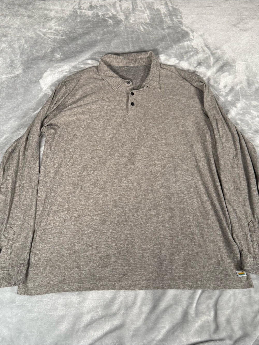 Vuori Strato Tech Polo Mens XL Long Sleeve Stretch Heather Brown V1006
